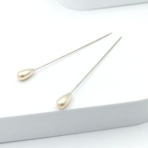 Antique pair of glass pearl stick pins / hat pins